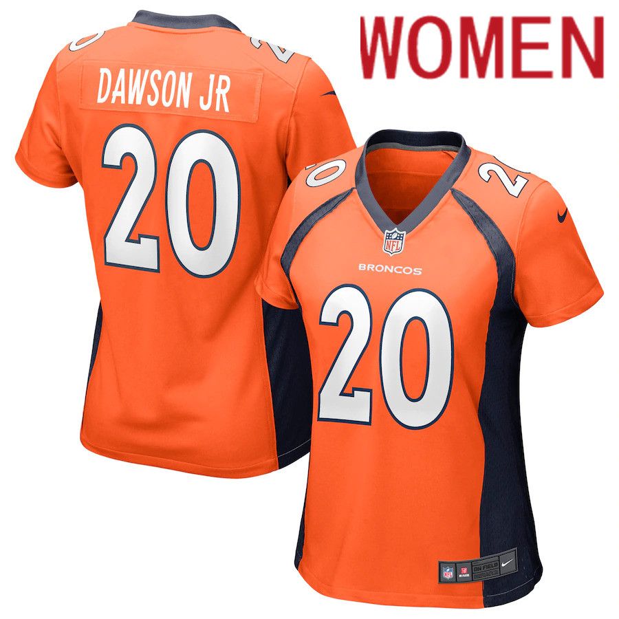 Women Denver Broncos #20 Duke Dawson Jr Orange Nike Game NFL Jersey->women nfl jersey->Women Jersey